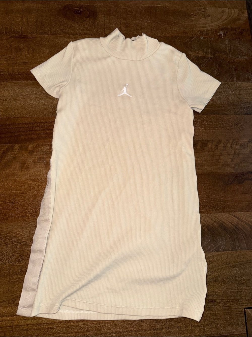 Jordan Cream Ribbed Short Sleeve Dress with Red Jumpman